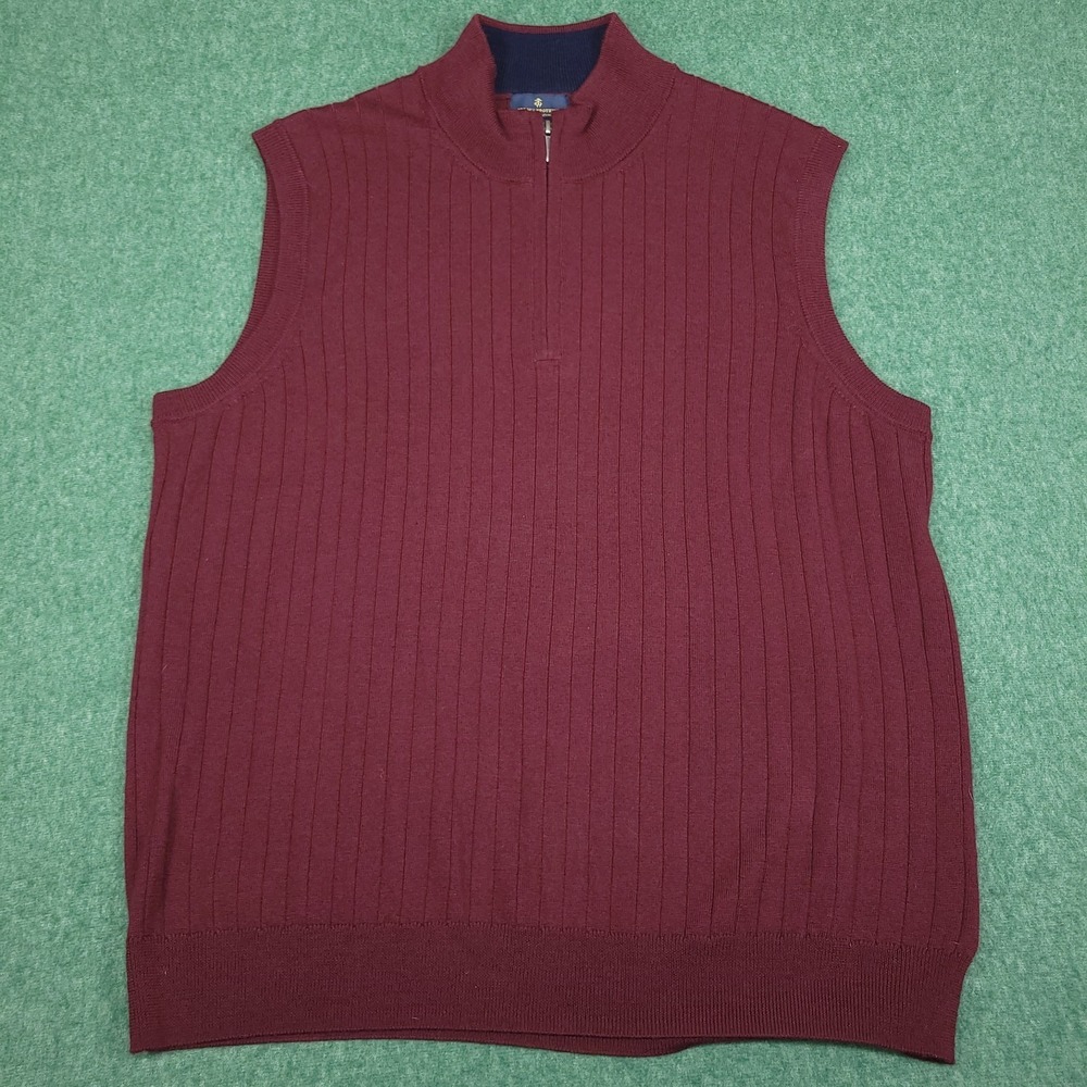 Brooks Brothers 1/4 Zip Merino Wool Pullover Swater Vest Cardigan Size Xl
